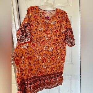 Plus size Boho Floral Orange Women's dress size 2XL. New with tags